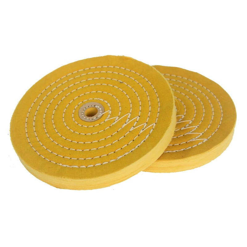 JUNLIXN 2 Pcs Extra Thick 8 Inch Cotton Buffing Wheel, 55 Ply Cloth 5/8 Inch Arbor Hole Abrasive Polishing Wheel for Bench Grinder(Yellow) - Image 1